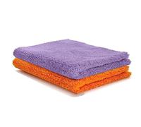 Auronna Edgeless Microfiber 2 Pack Cleaning Cloths Orange/Purple - 500GSM Super Absorbent And Soft Cleaning Cloths For Car - 16 x 16 inch (40 x 40 cm)