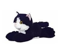 Aurora, 12743, Mini Flopsie Maynard Cat, 8in , Soft Toy, Black & White