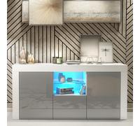 Aurora 145cm TV Unit LED - White & Grey Gloss Doors