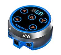 Aurora 2 Tattoo Silver Power Supply, Color-Changing LED Digital Touchscreen Power Source, 2.5A Dual Machine Output with Jump-Start Mode & Magnetic Base for Rotary, Coil, and Pen Tattoo Machines