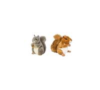 AURORA, 26172, MiYoni Squirrel, 10In, Soft Toy, Grey & 7-inch Flopsie Teddy Squirrel, Multicolor