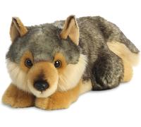 AURORA, 26264, MiYoni Wolf Lying, 11In, Soft Toy,for ages 0+, Brown and Grey
