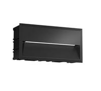 Aurora 301825 Zykos 230V 10W LED IP65 135x271mm Rectangular Recessed Wall Light Black 2900K