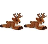 AURORA, 31307, Mini Flopsie Deer, 8in, Soft Toy, Brown (Pack of 2)