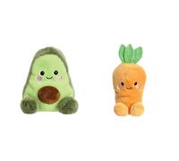 AURORA, 33569, Palm Pals Airy Avocado 5In, Soft Toy, Green and Brown & 82054, Palm Pals Cheerful Carrot, 5In, Eco Friendly Soft Toy, Orange