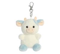 AURORA 34119, Palm Pals Skyla Blueberry Cow Clip-On, 10cm, Soft Toy, White