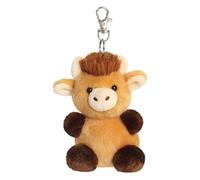 AURORA, 34185, Palm Pals Hubert Highland Cow Clip-On,10cm, Soft Toy, Brown