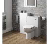 AURORA® 900mm Combination Vanity Unit Furniture Set, Wash Basin Bathroom Sink, BTW Toilet Pan & Soft Close Seat, Storage Cabinet, Reversible, White Gloss