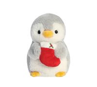 Aurora, 99360, Pompom Penguin w/Stocking 8In, Soft Toy, white and grey