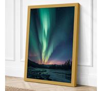 Aurora Above Frozen Landscape Canvas Wall Art Print 18x12 Inch