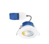 Aurora AU-R6CWSFF 220-240V 4W/6W 680lm IP65 Fixed Dimmable 3 Colour & 2 Wattage Switchable Led Integrated Fire & Acoustic Rated Downlight White Bezel Fast Fix
