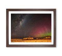 Aurora Australis Lights In New Zealand Modern Art Framed Print | A2 Walnut Framed Wall Art | Ready to Hang | Modern Landscape Picture | Living Room Bedroom Lounge Office