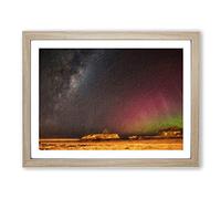 Aurora Australis Lights In New Zealand Modern Art Framed Wall Art Print, Ready to Hang Picture for Living Room Bedroom Home Office Décor, Oak A3 (46 x 34 cm)
