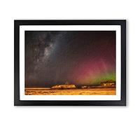 Aurora Australis Lights In New Zealand Modern Art Framed Wall Art Print, Ready to Hang Picture for Living Room Bedroom Home Office Décor, Black A2 (64 x 46 cm)
