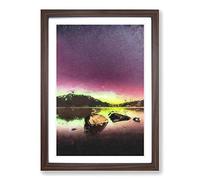 Aurora Australis Southern Lights in Abstract Framed Print | A2 Walnut Framed Wall Art | Ready to Hang | Abstract Landscape Picture | Living Room Bedroom Lounge Office