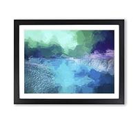 Aurora Borealis At Night In Abstract Modern Art Framed Print | A2 Black Framed Wall Art | Ready to Hang | Abstract Landscape Picture | Living Room Bedroom Lounge Office