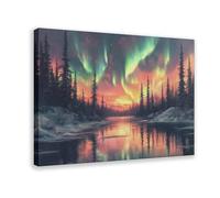 Aurora Borealis Canvas Poster Bedroom Decor Landscape Office Room Decor Gift 24x36inch(60x90cm)