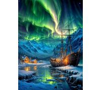 Aurora Borealis Diamond Painting Kits for Adults, Snowy Mountains 5D DIY Diamond Art Kits for Beginners Round Full Drill Painting with Diamonds Gem Art Crafts for Home Wall Decor Gift 30x40cm