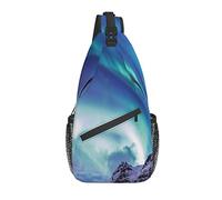 Aurora Borealis Kirkjufell Iceland Sling Backpack Chest Crossbody Bag Casual Daypack for Men Women