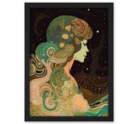 Aurora Borealis Modern Concept Art Illustration Artwork Framed Wall Art Print A4 Artery8 Black One Size