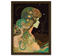 Aurora Borealis Modern Concept Art Illustration Artwork Framed Wall Art Print A4 Artery8 Brown One Size