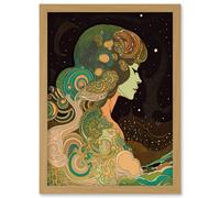 Aurora Borealis Modern Concept Art Illustration Artwork Framed Wall Art Print A4 Artery8 Light Oak One Size