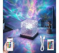 Aurora Borealis Night Light Projector, Northern Dreamscape Projector with USB Port, 16 Colors Water Ripple Night Light with Remote Control, Dynamic Wave Cube Ambient Lamp for Holiday Party