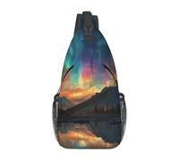 Aurora Borealis Night Sky Print Crossbody Sling Backpack Sling Bag Travel Hiking Chest Bag | Lightweight Foldable Crossbody Bag