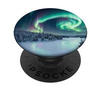 Aurora Borealis Northern Lights Winter Night Landscape Graph PopSockets Adhesive PopGrip