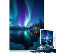 Aurora Borealis Over A Lake Cabin 1000 Piece Jigsaw Puzzle Clear Thinking Tranquil Pastime Precise Edges Festive Surprise (50x75cm)