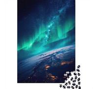 Aurora Borealis over Earth from Space Jigsaw Puzzle for Adults, 1000 Pieces, 52x38cm/1000pcs, White Cardboard, Relaxing Indoor Activity And Family Time