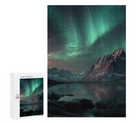 Aurora Borealis over Mountains And Lake Jigsaw Puzzle, 300 PCS, Indoor Activity for The Home, An Absorbing Project for Relaxed Weekends, at Home