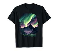 Aurora Borealis over the mountains Natural wonder in colors T-Shirt