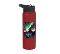 Aurora Borealis Over the Mountains Natural Wonders Colours Stainless Steel Insulated Water Bottle