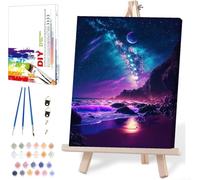 Aurora Borealis Paint by Numbers for Adults with Framed Canvas-with Wooden Easel,Paint by Number on Canvas,DIY Acrylic Oil Painting Kits with Brushes Nice Gift Box for Home Wall Decor(12x16 Inch)