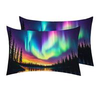 Aurora Borealis Pillows Case Set Of 2 Invisible Zipper Throw Pillow Covers Double-Sided Pillows Protectors For Outdoor Tent Garden 40X60Cm