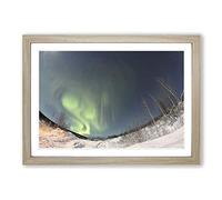 Aurora Borealis The Northern Lights Landscape (2) Framed Print | A2 Oak Framed Wall Art | Ready to Hang | Modern Landscape Picture | Living Room Bedroom Lounge Office
