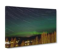 Aurora Borealis The Northern Lights Landscape No.1 Modern Canvas Wall Art Print Ready to Hang, Framed Picture for Living Room Bedroom Home Office Décor, 30x20 Inch (76x50 cm)