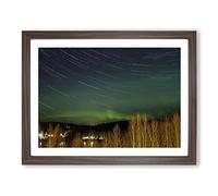 Aurora Borealis The Northern Lights Landscape No.1 Modern Framed Wall Art Print, Ready to Hang Picture for Living Room Bedroom Home Office Décor, Walnut A2 (64 x 46 cm)