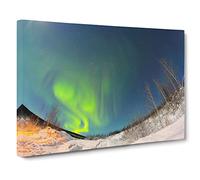 Aurora Borealis The Northern Lights Landscape No.2 Canvas Print | Gallery Wrapped 30mm Frame Wall Art | 30x20 inches | Ready to Hang | Modern Landscape Picture | Living Room Bedroom Lounge Office