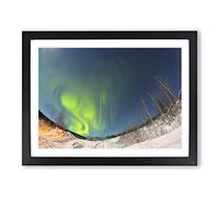 Aurora Borealis The Northern Lights Landscape No.2 Modern Framed Wall Art Print, Ready to Hang Picture for Living Room Bedroom Home Office Décor, Black A3 (46 x 34 cm)