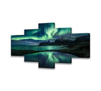 Aurora Borealis Wall Art Painting for Office Bedroom Scenery Landscape Canvas Print Framed Picture Northern Lights Poster Artwork Ready to Hang(50Wx24H)