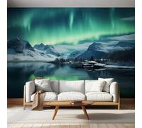 Aurora Borealis Wallpaper, Northern Lights Nature Landscape Wall Mural, Wallpaper for Bedroom Living Room, Home Decor, Photo Wall Paper, 315 x 215 cm &MD176