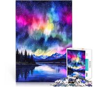 Aurora Borealis WatercolorJigsaw Puzzle for teenagers 1000 Pieces Analysis and logic is ideal as a gift for the whole family 38x26cm