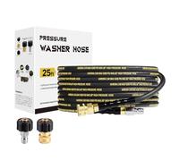 AURORA CAR Pressure Washer Hose 25FT with 3/8 Inch Quick Connect, Kink Resistant High Tensile Wire Braided, with 2 pcs M22 14mm Adapter Set, 4200 PSI Power Washer Hose