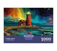 Aurora Coastal Lighthouse 1000pcs Jigsaw Puzzle Cosmic Vibrant Waters - Heavy-Duty Jigsaw Cardboard & Puzzle for The Whole Family 52x38cm/1000pcs Relaxation Jigsaw Puzzle