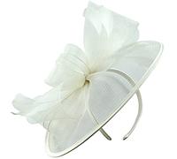 Aurora Collection Aliceband CRIN Disc Fascinator in White, Size: One Size