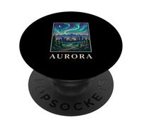 Aurora Colorado Retro Skyline Northern Lights Mountain City PopSockets Adhesive PopGrip
