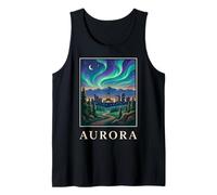 Aurora Colorado Retro Skyline Northern Lights Mountain City Tank Top