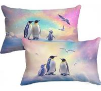 Aurora Cushion Covers 40 x 80 Small Cushion Penguin Decorative Pillows Set of 2 Velvet Breathable Durable & Fade-Resistant Throw Pillow Covers with Invisible Zipper for Sofa Room Bedroom Decor X-263
